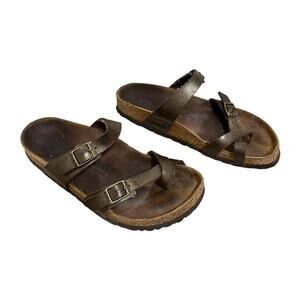 Birkenstock Mayari Birko-Flor Loop Toe Adjustable‎ Strap Slides Sandals Size 7